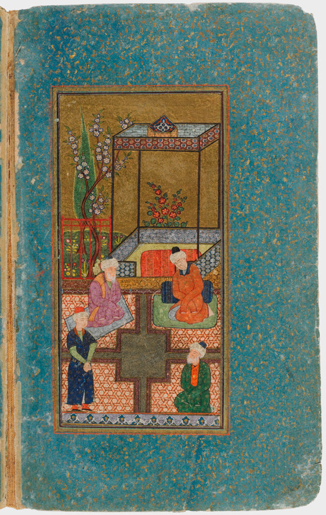 Poetry (Recto), Poet Giving Advice To A Young Novice, Frontispiece (Painting, Verso), Illustrated Folio (1) From A Partial Manuscript Of The Bustan Of Sa`di
