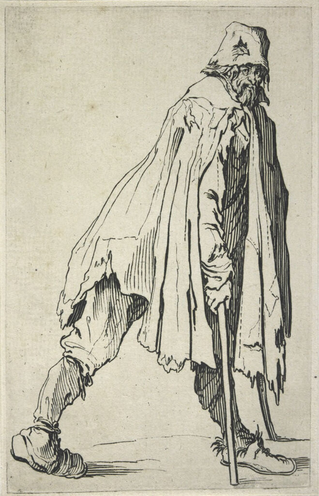 Beggar On Crutches, Wearing A Ragged Bonnet