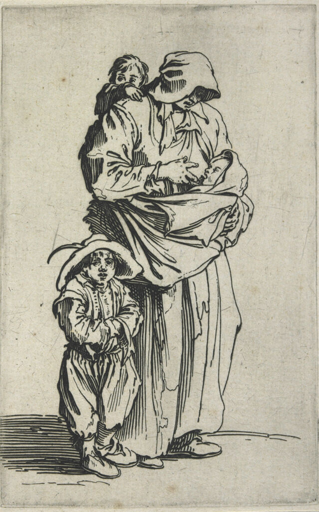 Beggar Woman With Her Three Children