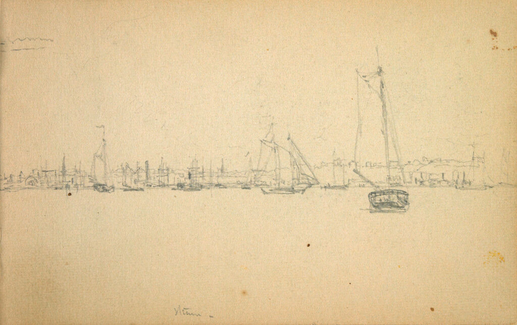 Partial Dock Scene With Sailboats; Verso: Studies Of Sailboats And Ships