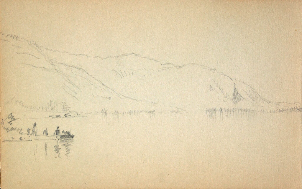 Partial Mountain Landscape; Verso: Standing Soldier With Rifle