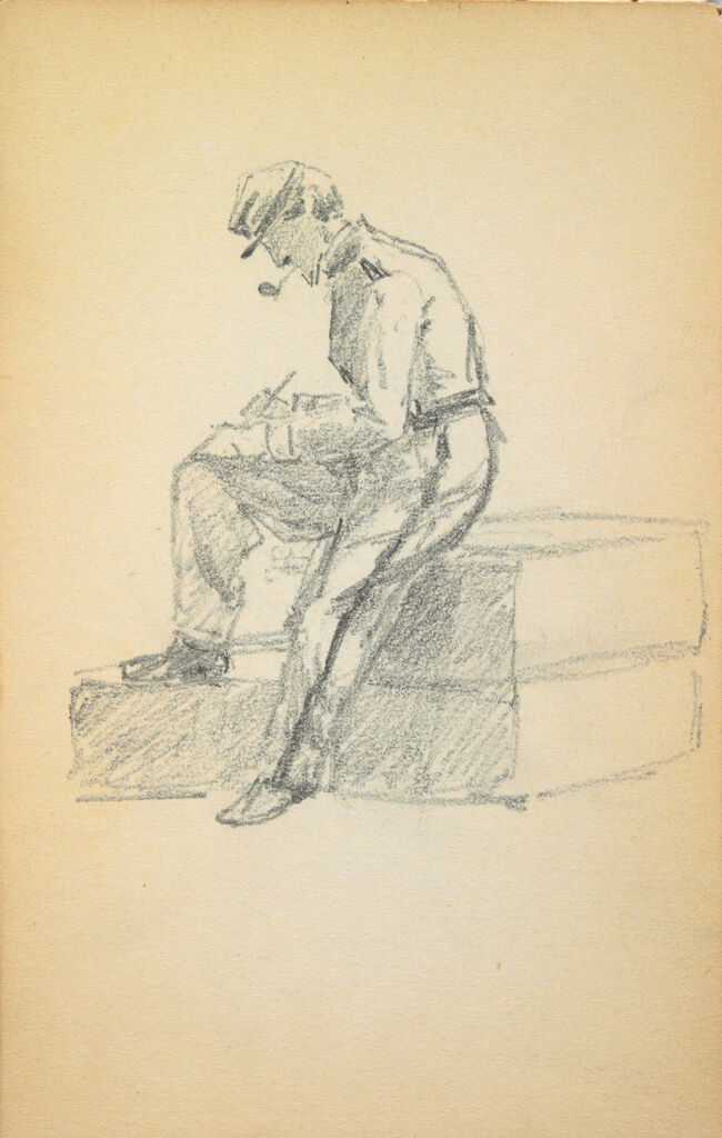 Sketchy Seascape; Verso: Seated Soldier