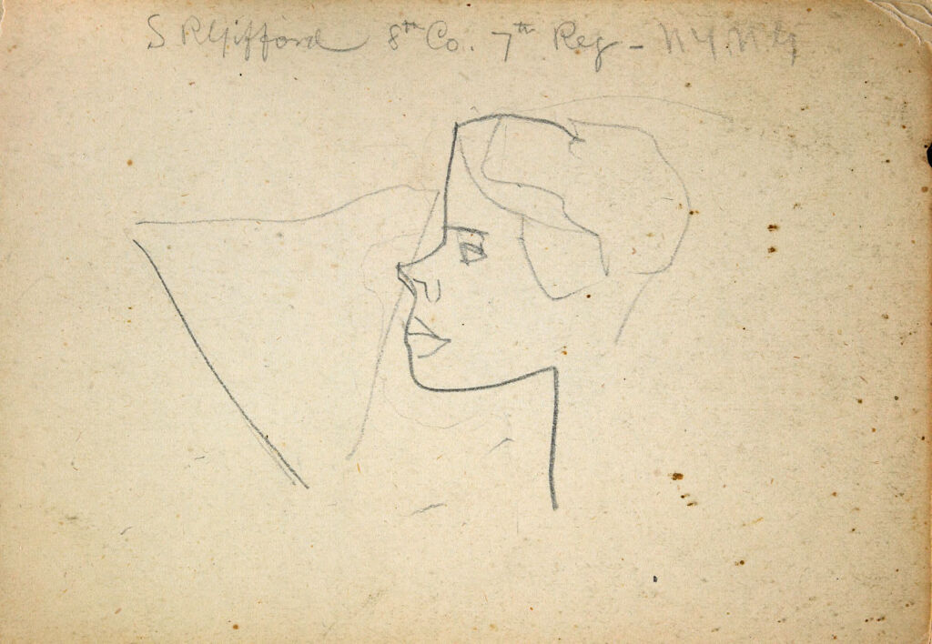 Female Profile; Verso: Sketches Of Soldiers