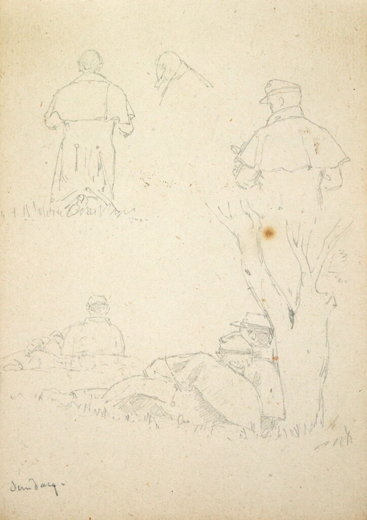 Sketches Of Soldiers: Verso: Tent And Tree