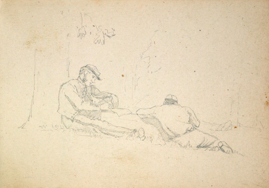 Two Seated Soldiers; Verso: Two Standing Zouaves