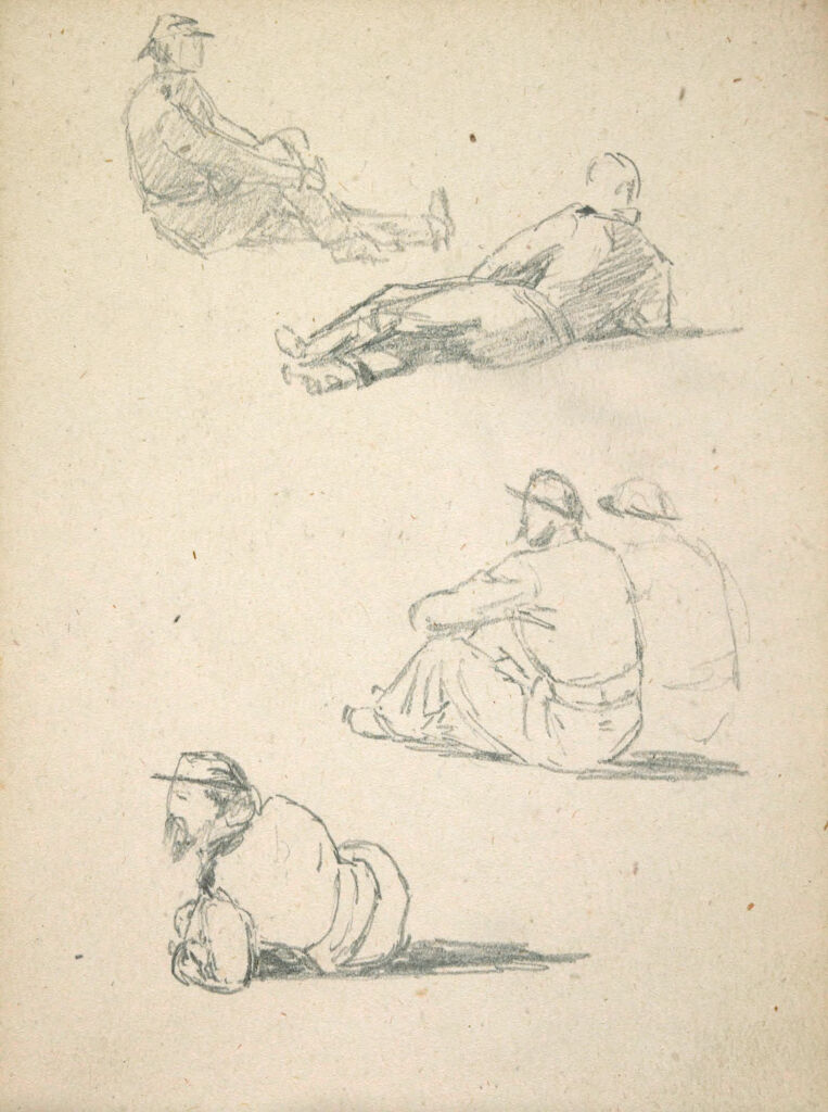 Blank Page; Verso: Sketches Of Seated And Reclining Soldiers