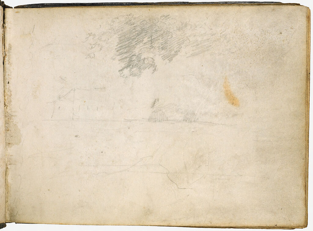 Incomplete Landscape Sketches; Verso: Faint Sketch Of A Head