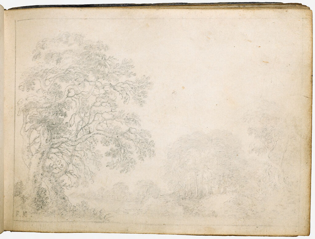 Wooded Landscape; Verso: Blank Page