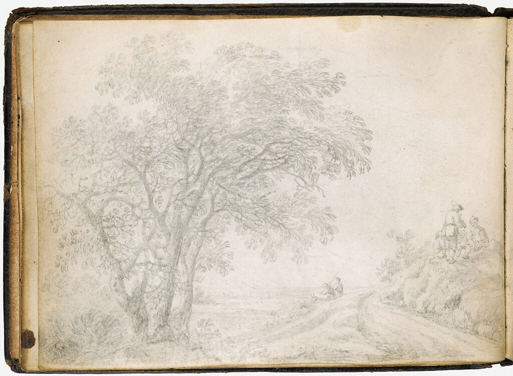 Blank Page; Verso: Landscape With A Tree, Peasants, And Travelers