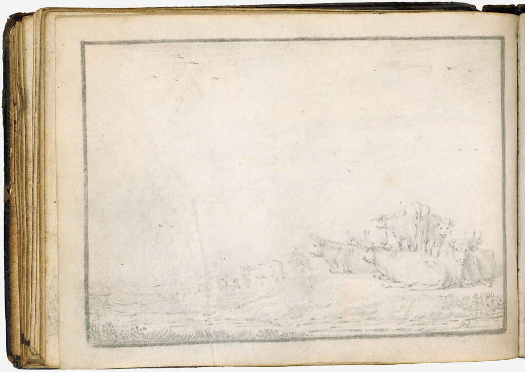 Blank Page; Verso: Landscape With Cattle