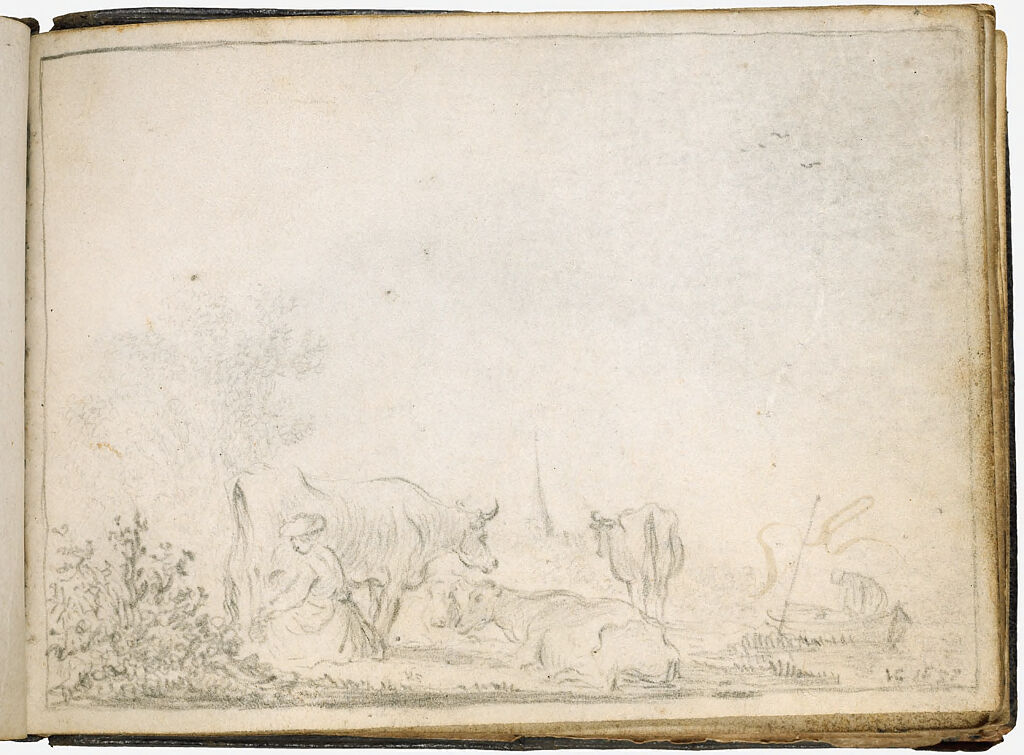 Landscape With A Milkmaid; Verso: Illegible Mark