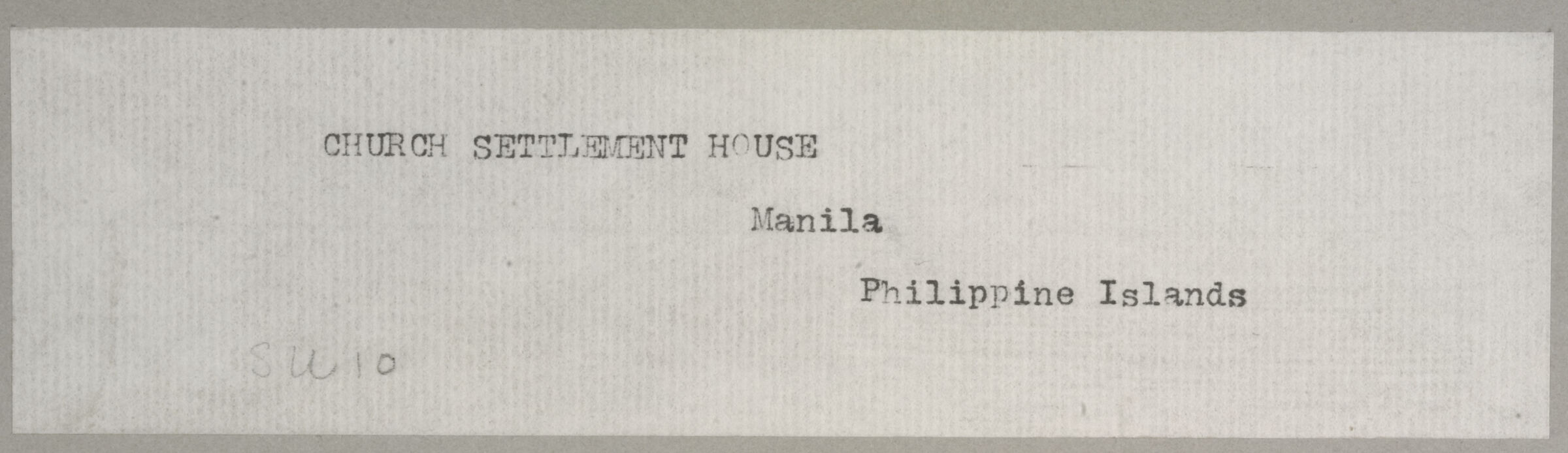 Social Settlements: Philippine Islands. Manila. 
