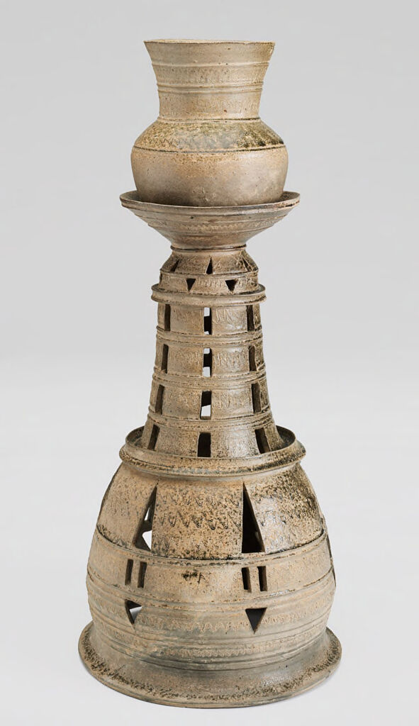 Ceremonial Stand And Round-Bottomed Jar With Abstract Decor, The Stand With Abstract And Openwork Decoration