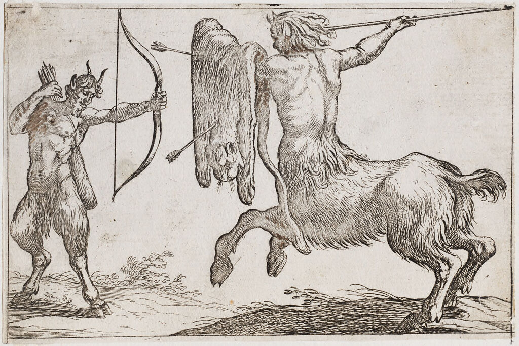 A Centaur Attacking A Satyr