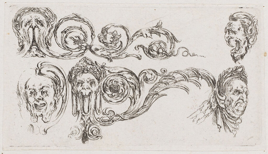 Grotesques, Including The Head Of A Man Wearing A Wreath