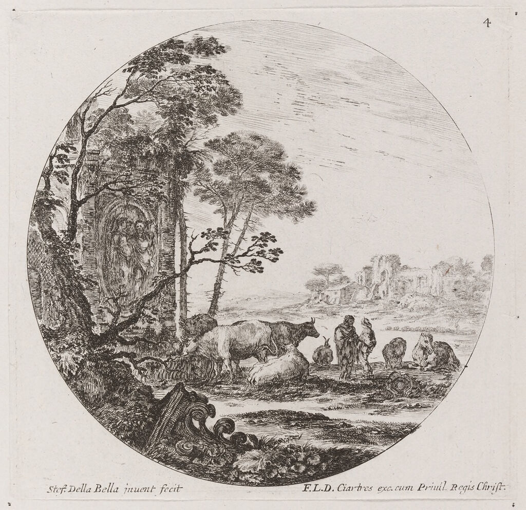 Landscape With Herds And A Tapestry Hung From Trees