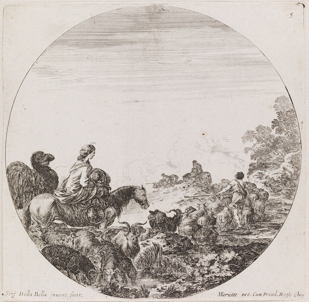 Landscape With Animals, Including A Camel, And A Woman On Horseback