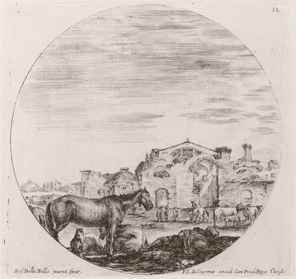 Landscape With Horses And Ruins Of Roman Baths