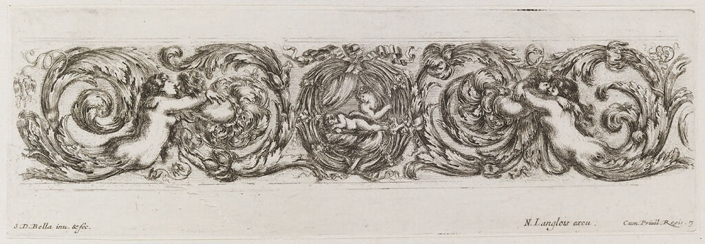 Frieze With Two Embracing Couples And A Sleeping Cupid