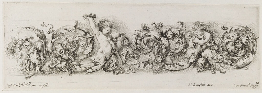 Two Putti Playing With Dogs