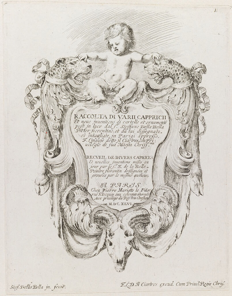 Titlepage: Cartouche With Putto And Two Leopards