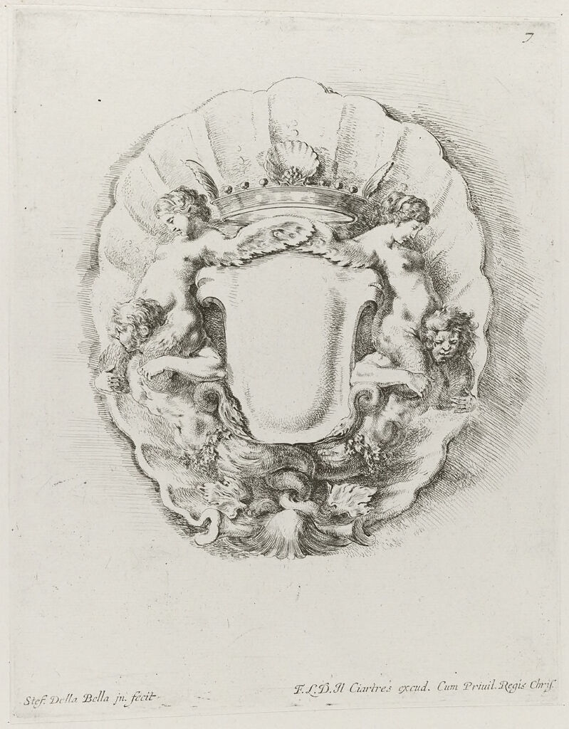 Tritons And Nereids In A Scallop Shell, With A Crown