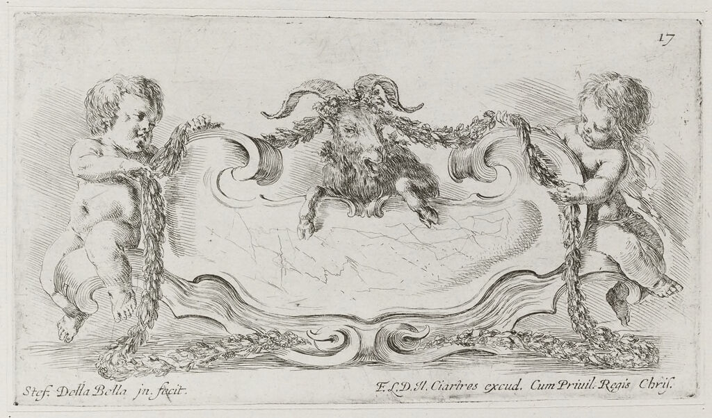 Two Putti Binding A Goat With Garlands
