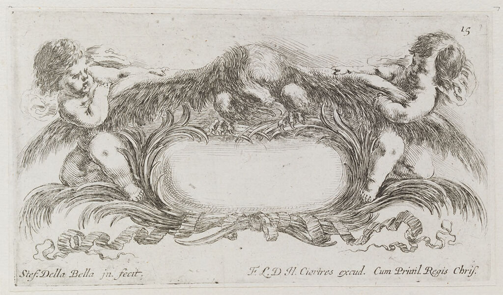 Two Putti Battling An Eagle
