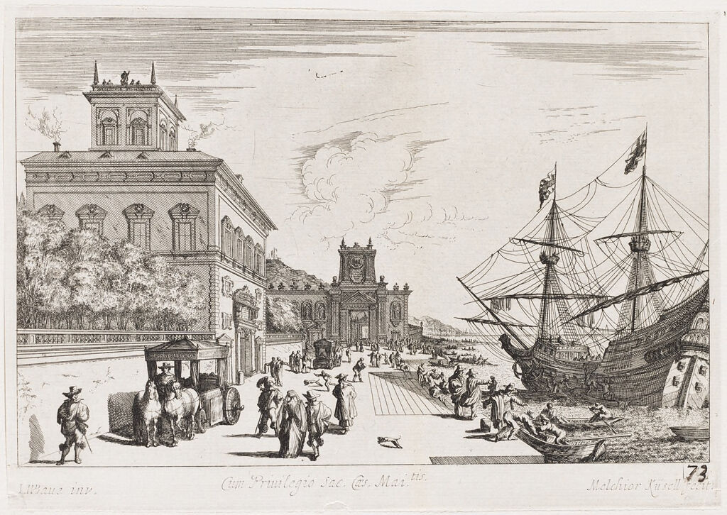 Seaside Promenade With Palace At The Left And Large Ship Docked At The Right