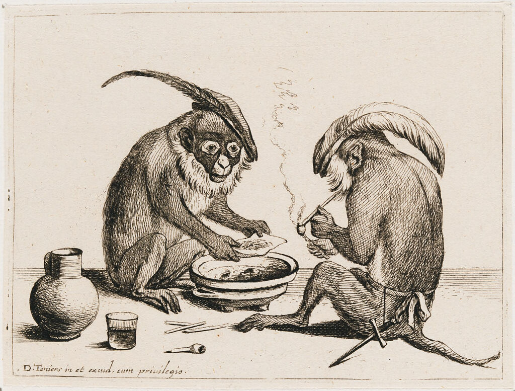 Two Monkeys Smoking