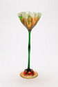 Orange and green flower-shaped glass vase