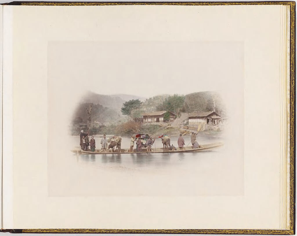 Untitled (Ferry Crossing River Carrying Men And Animals)