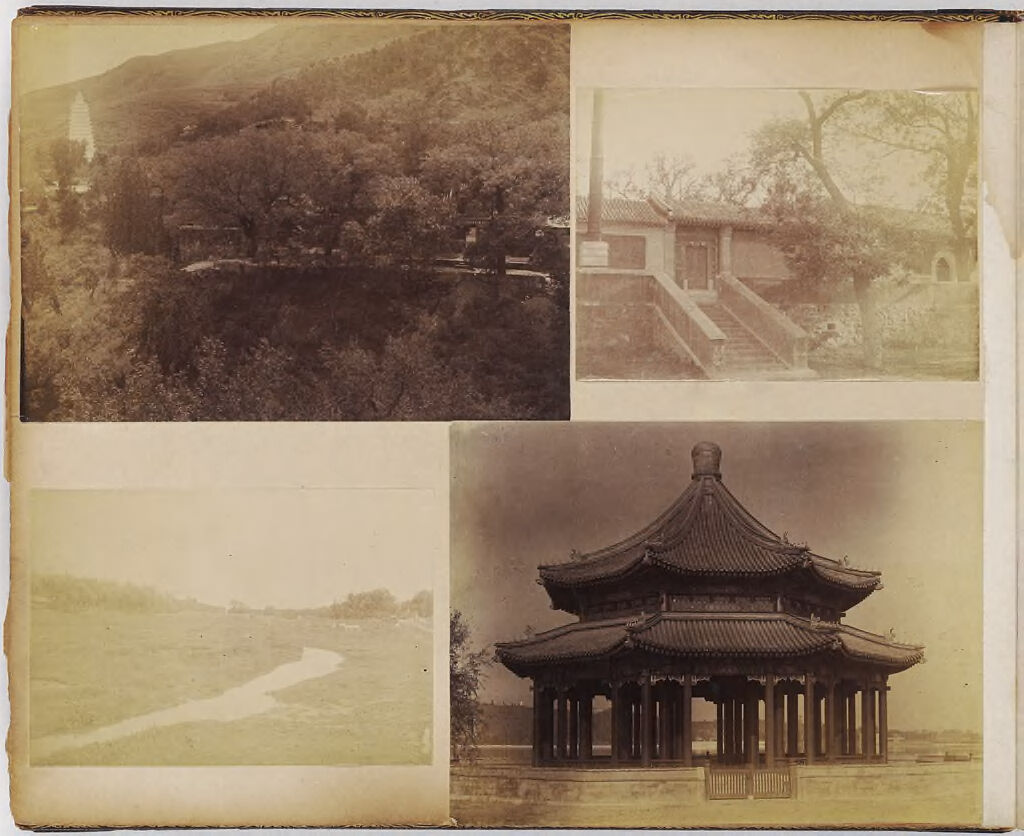Untitled (Landscape With Hills And Trees, Pagoda Visible In Background, Upper Left)