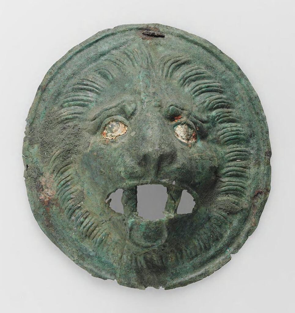Pair Of Circular Lion-Head Relief Attachments