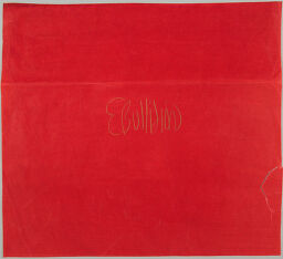 One Of Two Sheets Of Red-Painted Paper With Gold Text, Each Fold Once At A Third Mark Of The Whole