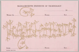 Massachusetts Institute Of Technology Commercial Memo Paper, Pink With Gold Pencil Text