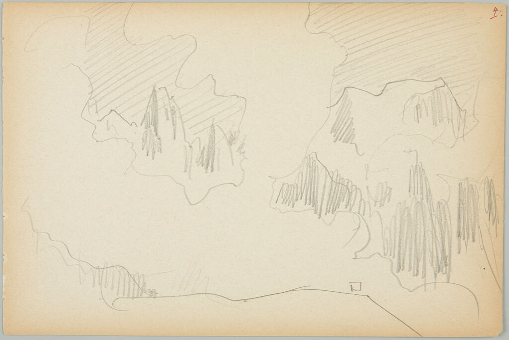 Sketchy Mountain Landscape; Verso: Gondoliers