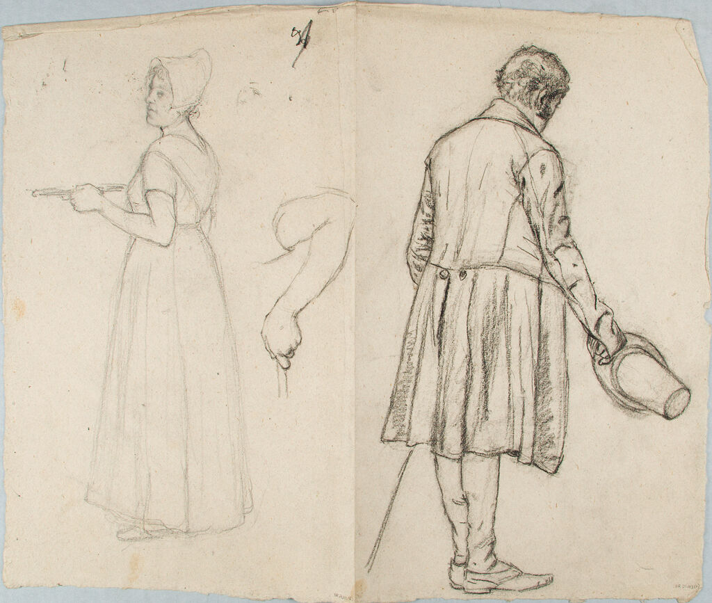 Sketch Of A Woman With A Tray; Verso: Sketch Of A Man With A Hat In His Right Hand