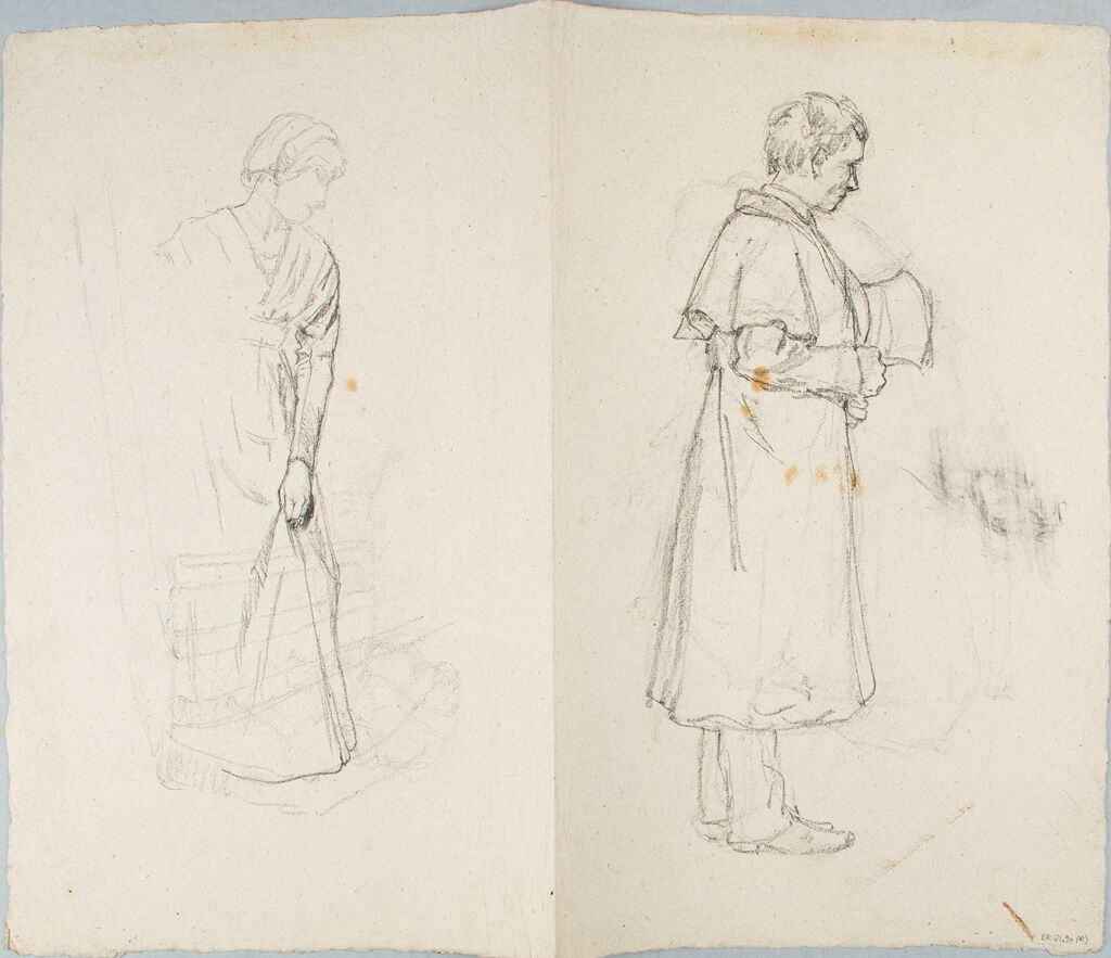 Sketches Of Standing Woman And Man; Verso: Sketch Of A Standing Woman