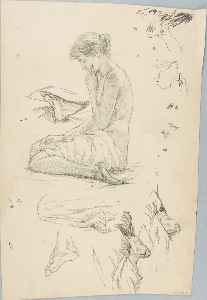 Sketches Of The Human Body; Verso: Sketch Of Drapery