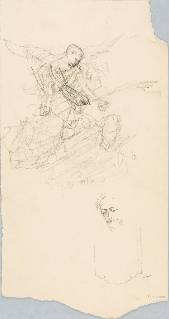 Sketch Of An Angel; Verso: Sketches Of Men`s Heads