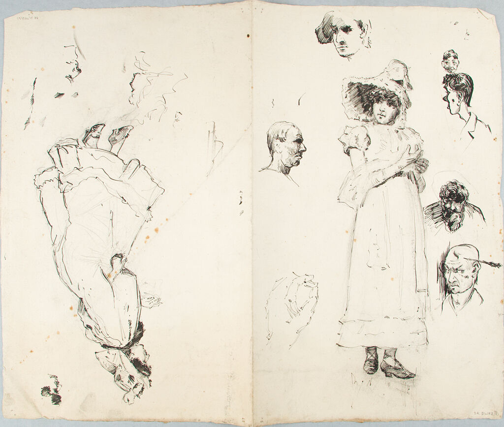 Sketch Of A Girl And Caricature Studies; Verso: Sketch Of A Woman And Caricature Studies