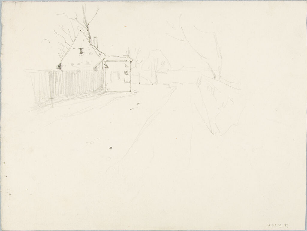 Sketch Of A Road With A Farm; Verso: Sketches Of People And A Horse