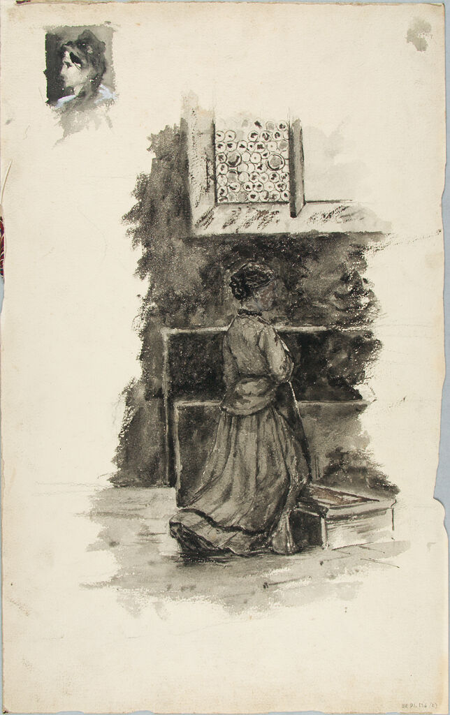 Sketch Of A Praying Woman; Verso: Color Study Of A Landscape ?