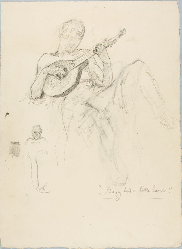 Sketch Of A Man Playing A Lute