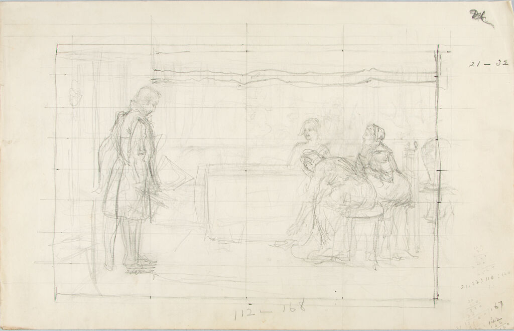 Sketch Of A Standing Man And A Seated Woman