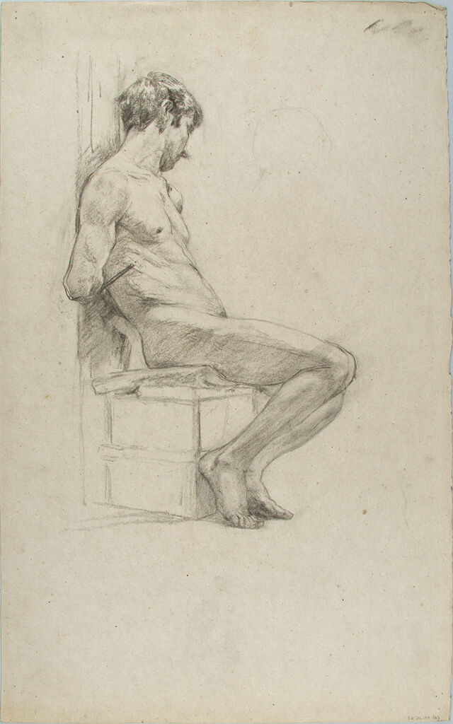 Sketch Of A Seated, Male Nude; Verso: Sketches Of A Seated, Male Nude