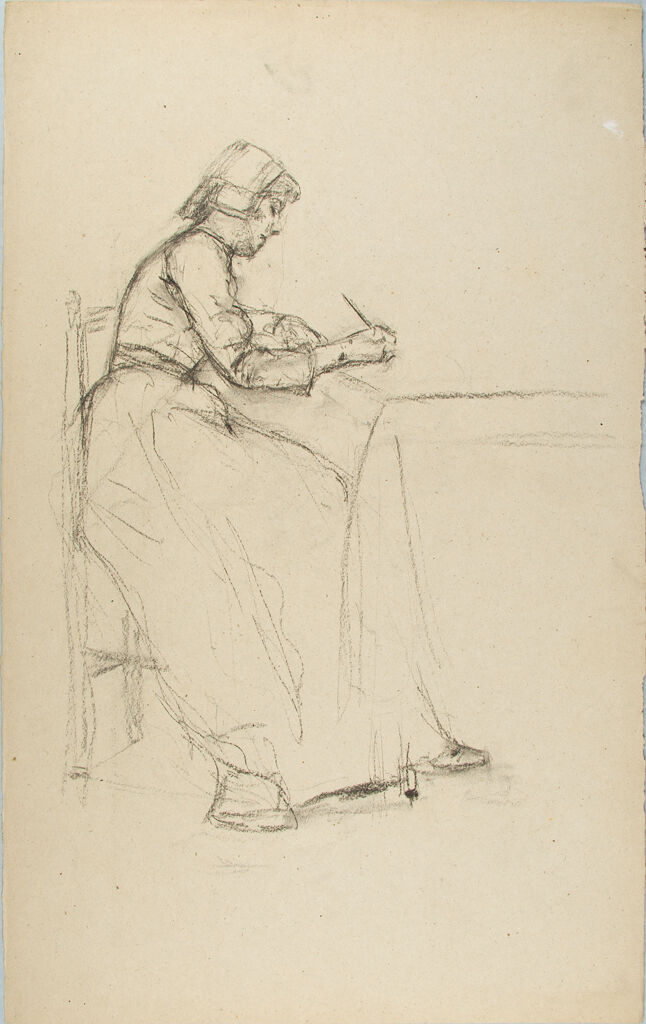 Sketch Of A Seated Woman Writing