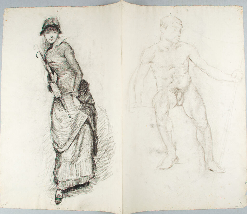 Sketch Of A Seated Male Nude And Standing Woman; Verso: Sketch Of Two Seated Woman