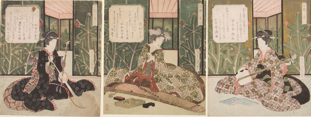 Triptych: Three Women With Musical Instruments (Sankyoku)